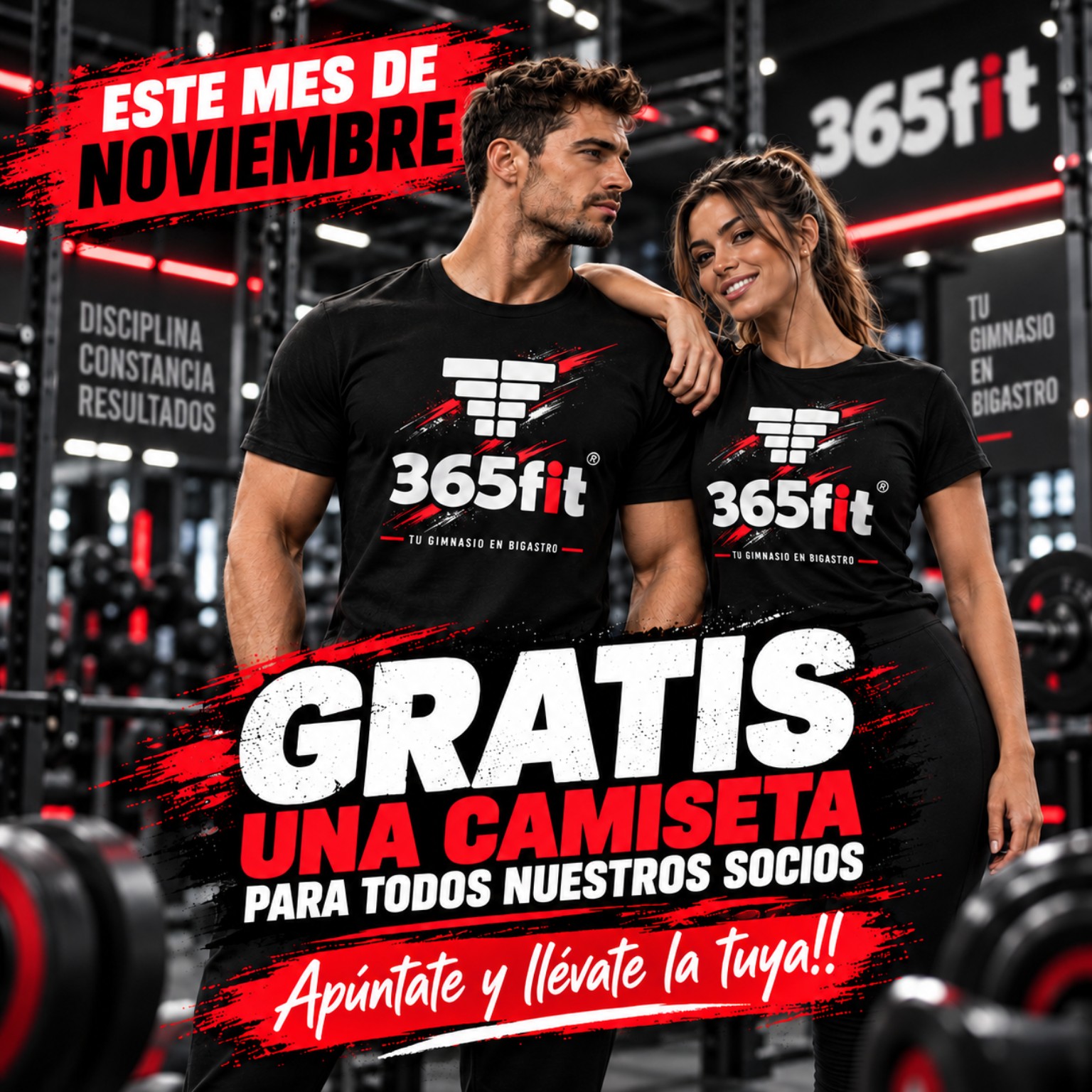 Campaña oficial de noviembre: dos deportistas con la camiseta 365fit